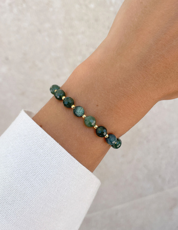 Bracelet on rubber band agate mossy with hematite - abundance, confidence, optimism
