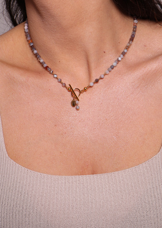 Naszyjnik agat botswana toggle z zawieszką