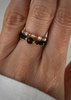 Set of Three Elastic Natural Stone Rings - Champagne Cubic Zirconia and Rhodonite