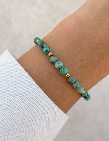 Bransoletka na gumce z turkusu z hematytem - ochrona, przyjaźń, kreatywność