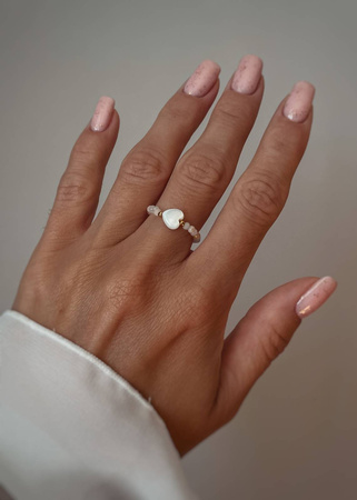 
Flexible Ring Natural Morganite Stones and Heart Gold-plated Silver