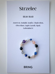 Elastic ring with natural lapis lazuli stones and pearl