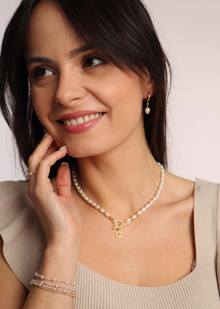 Naszyjnik Perły Naturalne "Anna" Pozłacany z Zawieszką