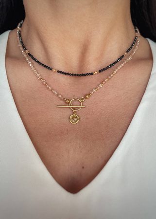 Zestaw Naszyjników - Choker Spinel+ Cyrkonia Szampańska