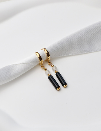 3 cm gold-plated, faceted hoop earrings