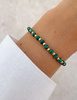 Bransoletka na gumce z malachitu z hematytem - obfitość,  optymizm, spokojny sen