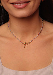 Necklace Pisces Zodiac Sign Natural Stones Gold-Plated Toggle