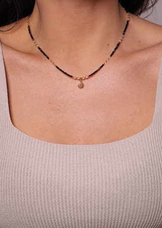 Naszyjnik czarny turmalin cytryn z zawieszką ochrona i dobrobyt