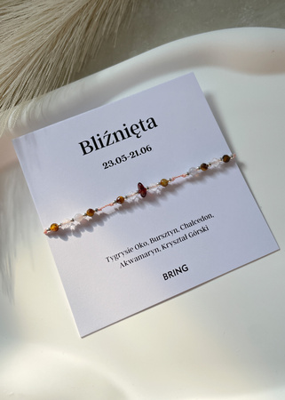 Bransoletka znak zodiaku Bliźnięta srebrne kulki 