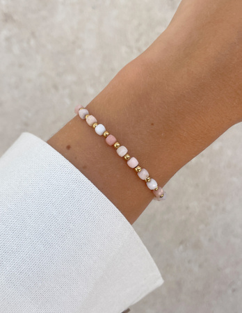 Bransoletka na gumce z opalu z hematytem - optymizm, kreatywność, entuzjazm