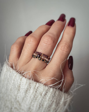 Zestaw Trzech Pierścionków Elastycznych z Kamieni Naturalnych