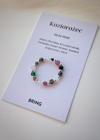 Pierścionek elastyczny znak zodiaku Koziorożec srebrny