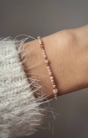 Bracelet Natural Stones Rose Quartz and Rhodochrosite
