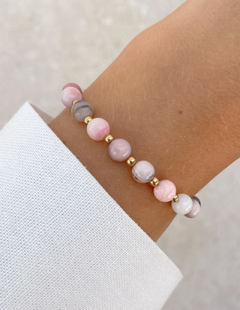 Bransoletka na gumce z opalu z hematytem - ochrona, optymizm, kreatywność