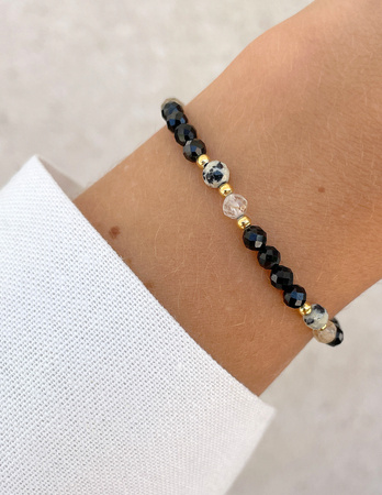 Talizman - czarny turmalin, jaspis dalmatyński, cytryn, hematyt - ochrona i dobrobyt