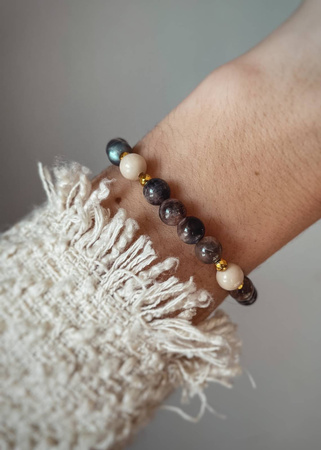 Bransoletka na gumce z Jaspisów i Kamienia Słonecznego