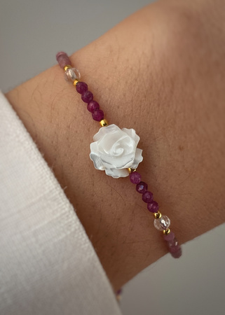 Bracelet Natural Stones Rose Quartz and Rhodochrosite