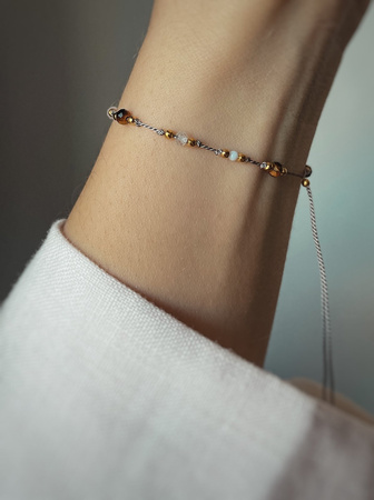 Bransoletka znak zodiaku Bliźnięta pozłacane kulki 