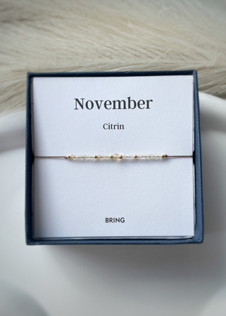 Bransoletka Kamień Urodzeniowy - Listopad pozłacana