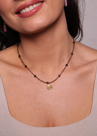 Naszyjnik kwarc dymny z zawieszką