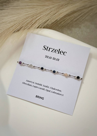 Bransoletka znak zodiaku Strzelec srebrne kulki 