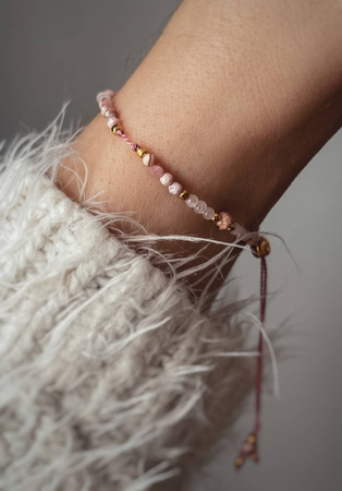Bracelet Natural Stones Rose Quartz and Rhodochrosite