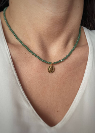 Necklace made of natural stones dendritic agate gold-plated toggle with a pendant