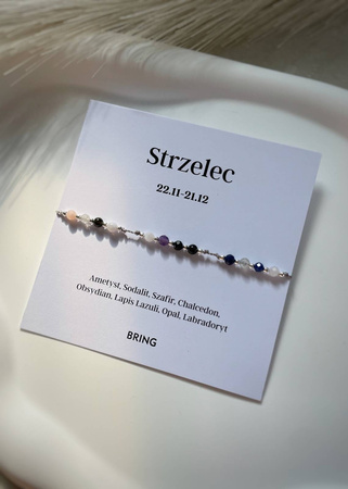 Bransoletka znak zodiaku Strzelec srebrne kulki 