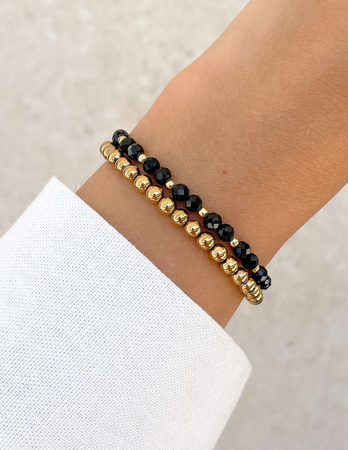 Bransoletki na gumce - czarny turmalin z hematytem