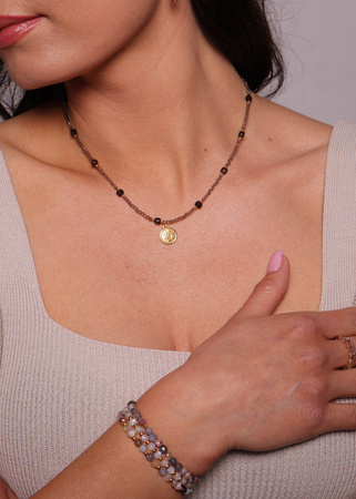 Naszyjnik kwarc dymny z zawieszką