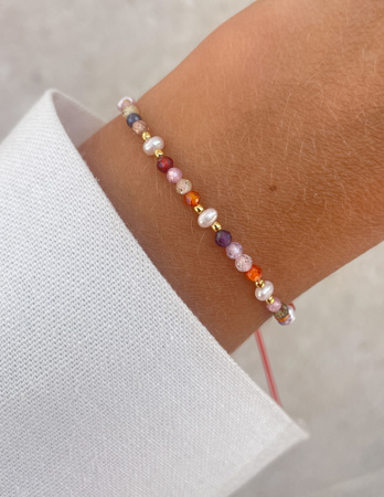 Bransoletka na nici z cyrkonii z perełką Lea - pewność siebie, dobrobyt, ochrona