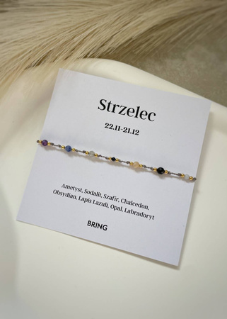 Bransoletka znak zodiaku Strzelec pozlacane kulki