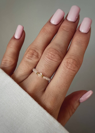 Pierścionek Elastyczny Kamienie Naturalne Kryształ Górski