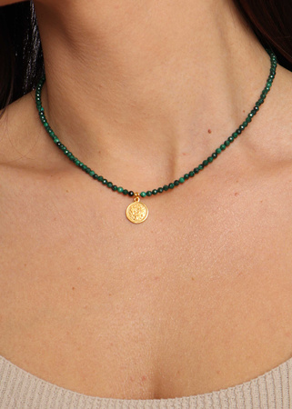 Naszyjnik z kamieni naturalnych Malachit z zawieszką