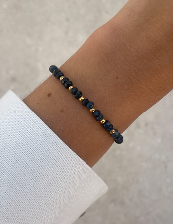 Bransoletka na gumce jadeit granatowy - szczęście, pomyślność, spełnienie marzeń