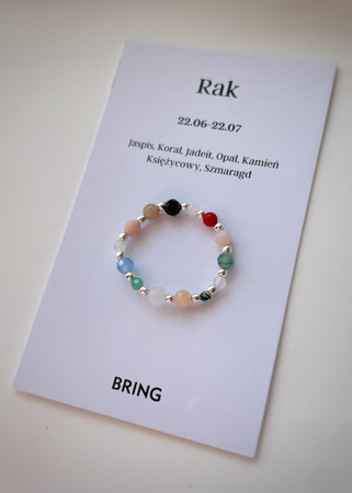 Pierścionek elastyczny znak zodiaku Rak srebrny