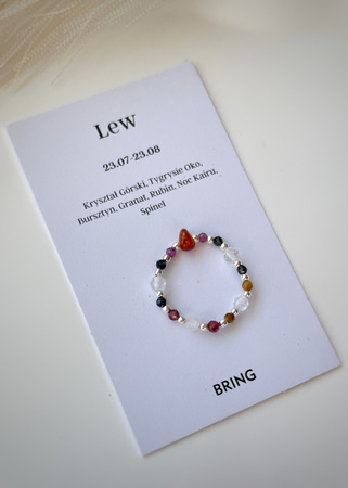 Pierścionek elastyczny znak zodiaku Lew srebrny