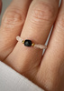 Pierścionek elastyczny czarny turmalin kryształ górski