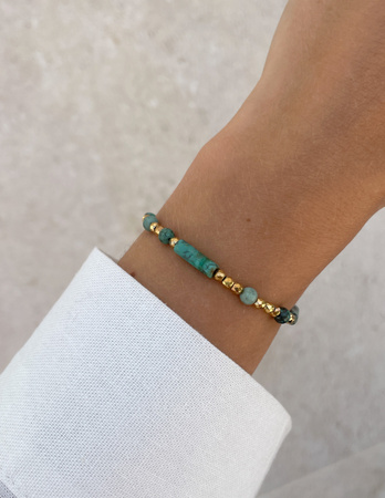 Bransoletka na gumce turkus z hematytem - rozwój duchowy, relacje, wyobraźnia