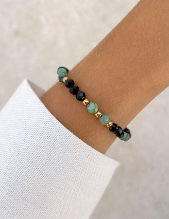 Talizman - czarny turmalin, turkus afrykański, hematyt - ochrona, spokój, szczęście i dobrobyt