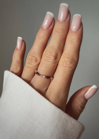 Pierścionek Elastyczny Kamienie Naturalne Kunzyt i Granat