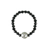 Black elastic spinel ring with pearl