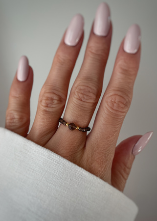 Pierścionek elastyczny kwarc dymny