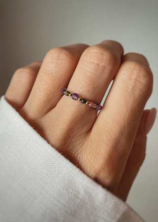 Pierścionek elastyczny znak zodiaku Baran pozłacany