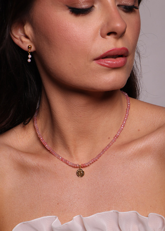 Naszyjnik jadeit różowy z zawieszką