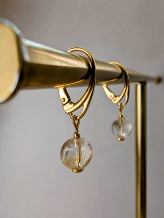 Kolczyki pozłacane z Cytrynem