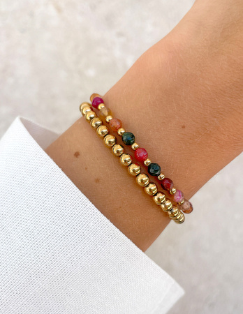 Bransoletki na gumce - mix agatów z hematytem