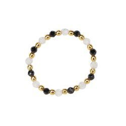 Elastic ring with natural spinel and labradorite stones