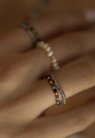 Pierścionek Elastyczny Kamienie Naturalne Tanzanit 2mm