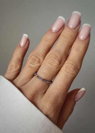 Pierścionek Elastyczny Kamienie Naturalne Tanzanit 2mm